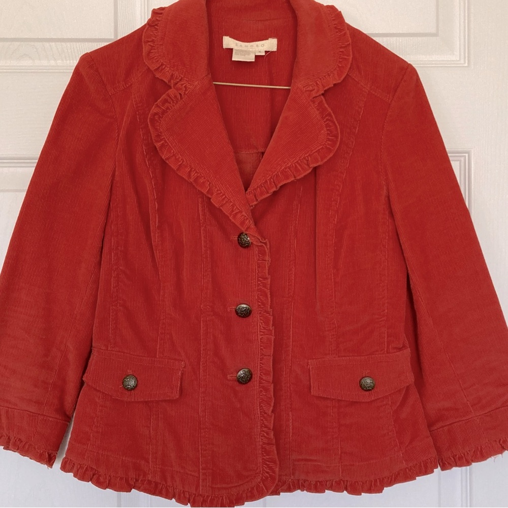 Sandro corduroy ruffle jacket - 3/4 sleeve